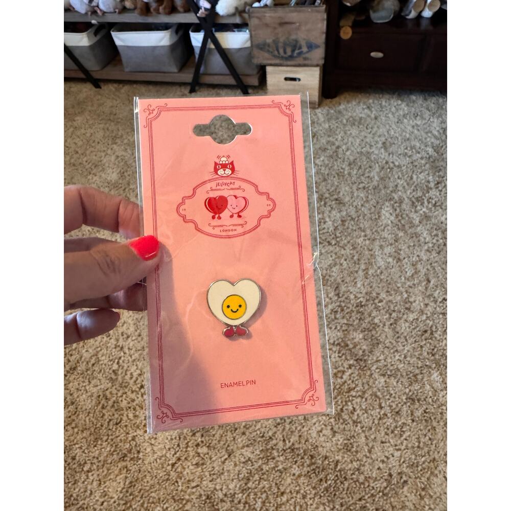 Jellycat Amusables Boiled Egg Heart Jellycat Pin  Jellycat Enamel Pin